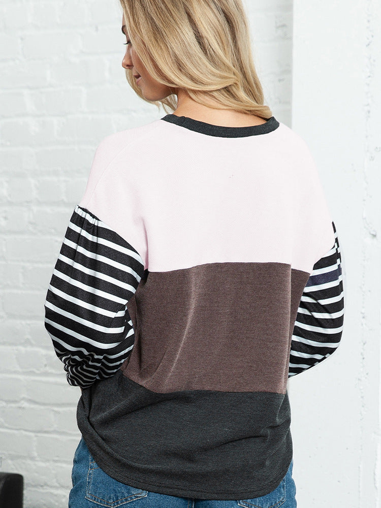 Striped Splicing Knitwear Women's Long Sleeve