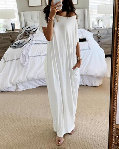 Solid Color Homewear Long Dress