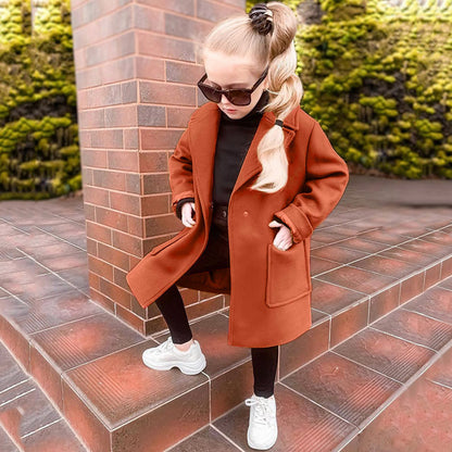 Manteau en laine pour enfants, blazer à manches longues