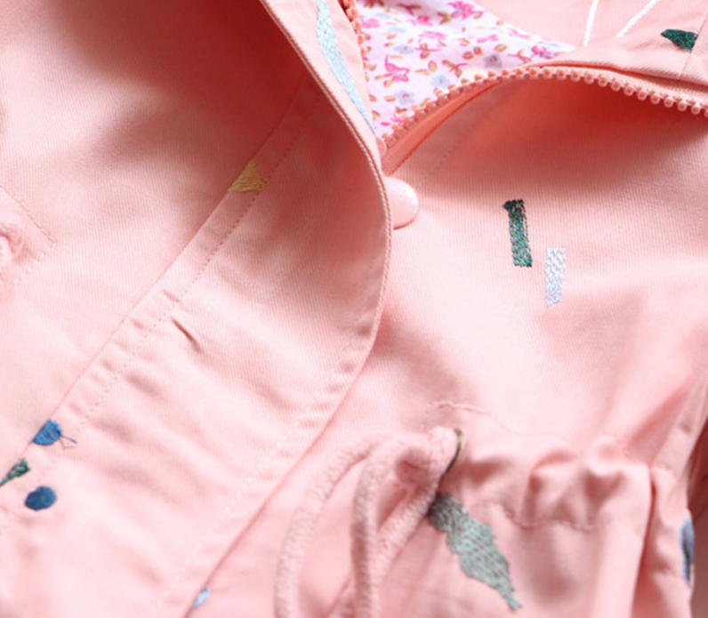 Veste Fille Fleurie Printemps Vent Avec Capuche