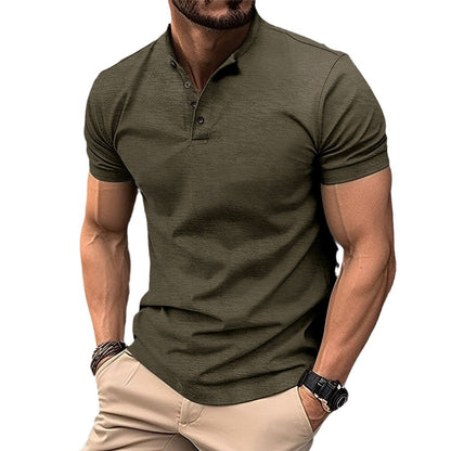 Men's Button Henry Collar Sports Polo Shirt