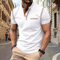 Men's Short Sleeve Polo Shirt Henry T-shirts - Casual Summer Quick Dry Top - Breathable Cotton Blend Knit Tee Sports Street Fashion Top