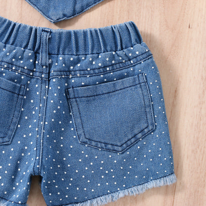 Ensemble haut et short en jean pour fille