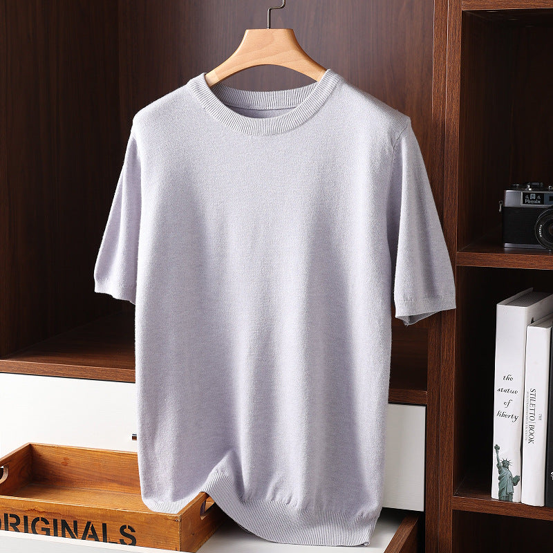 Summer Short Sleeve Men's Round Neck Thin Casual T-shirt Knitwear