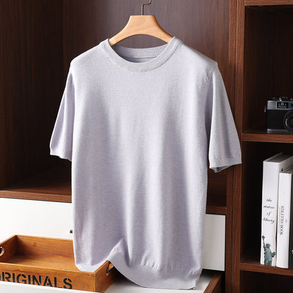 Summer Short Sleeve Men's Round Neck Thin Casual T-shirt Knitwear