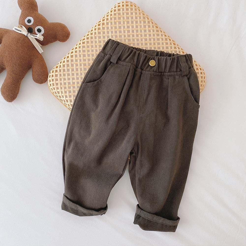 The New Korean Children's Pants Are In Solid Color