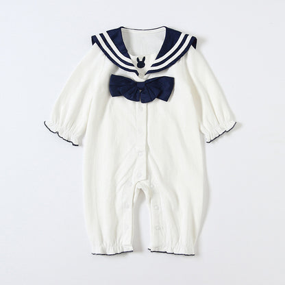 Girls navy collar jumpsuit