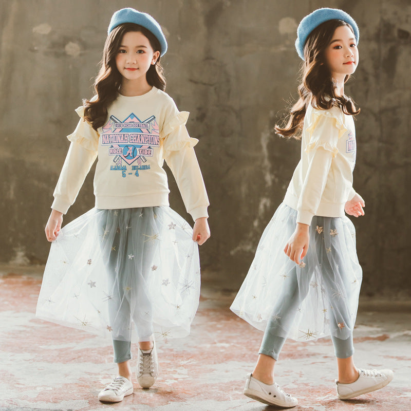 Spring and Autumn Girls' Long Sleeve Casual Suit