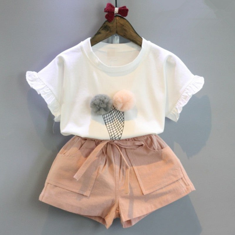 Two-piece short sleeve T-shirt + butterfly shorts