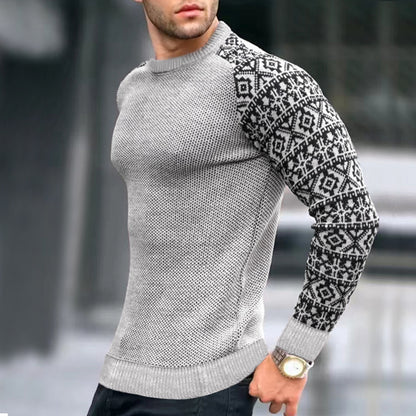 European And American Men's Round Neck Waffle Sweater