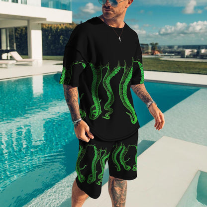 Fish Feet 3D Short Sleeve Digital Printed T-shirt Suit Casual