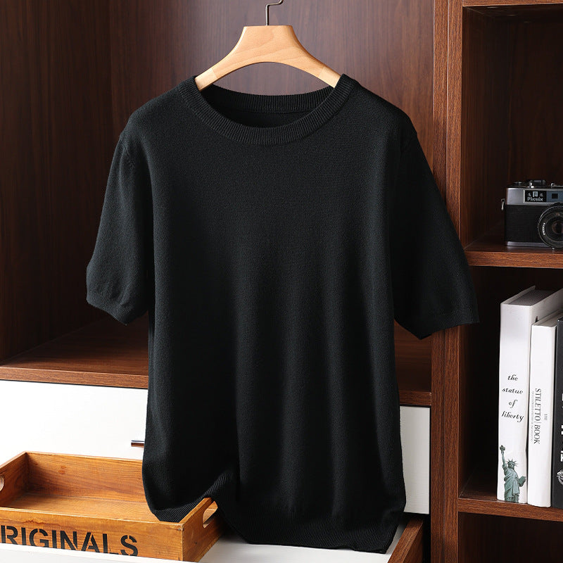 Summer Short Sleeve Men's Round Neck Thin Casual T-shirt Knitwear