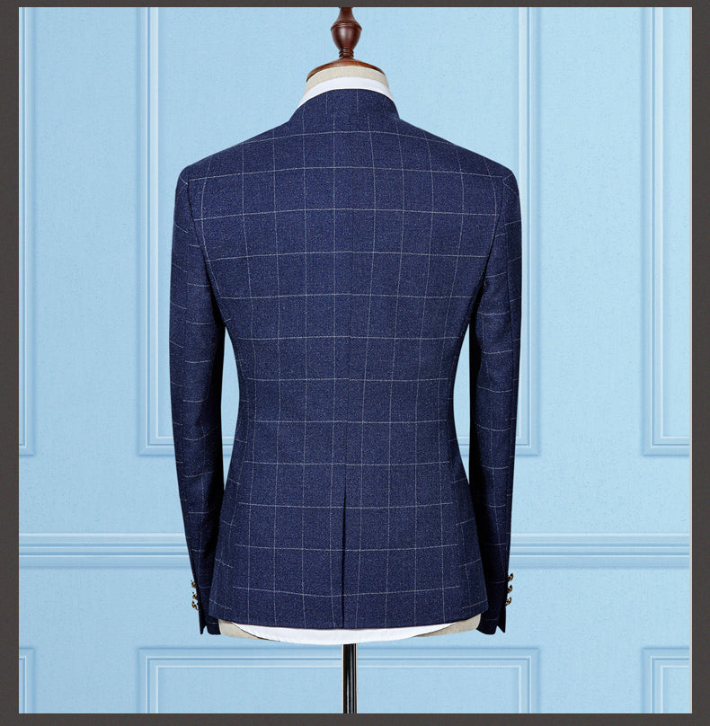 Business Men's Stand-up Collar Suit Two-piece Korean Style Sportsman Slim Suit Suit