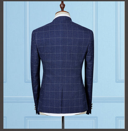Business Men's Stand-up Collar Suit Two-piece Korean Style Sportsman Slim Suit Suit
