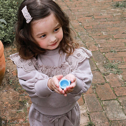 Pull à manches lanternes de style occidental pour fille, à volants