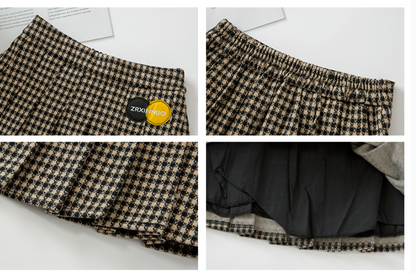 Autumn And Winter New Style Western Children Plaid Pleated Skirt