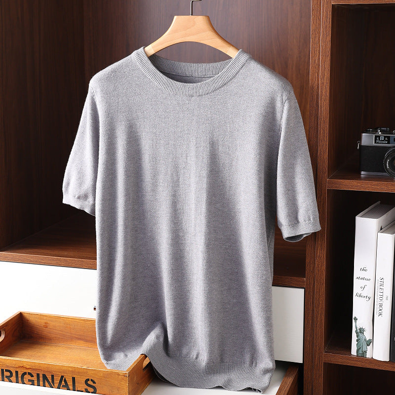 Summer Short Sleeve Men's Round Neck Thin Casual T-shirt Knitwear