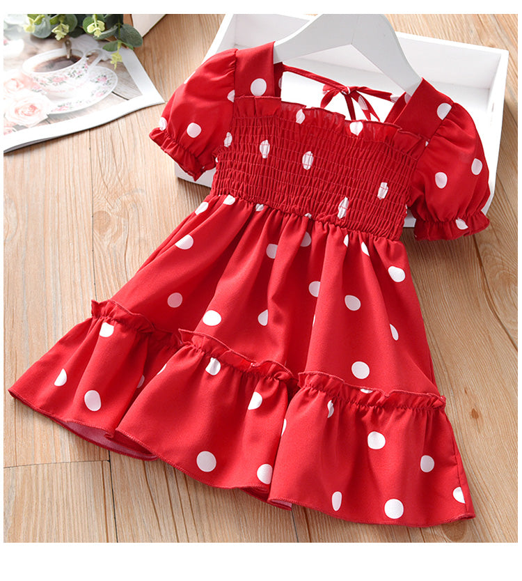 Summer Skirt Girls Sweet Lace Polka Dot Dress