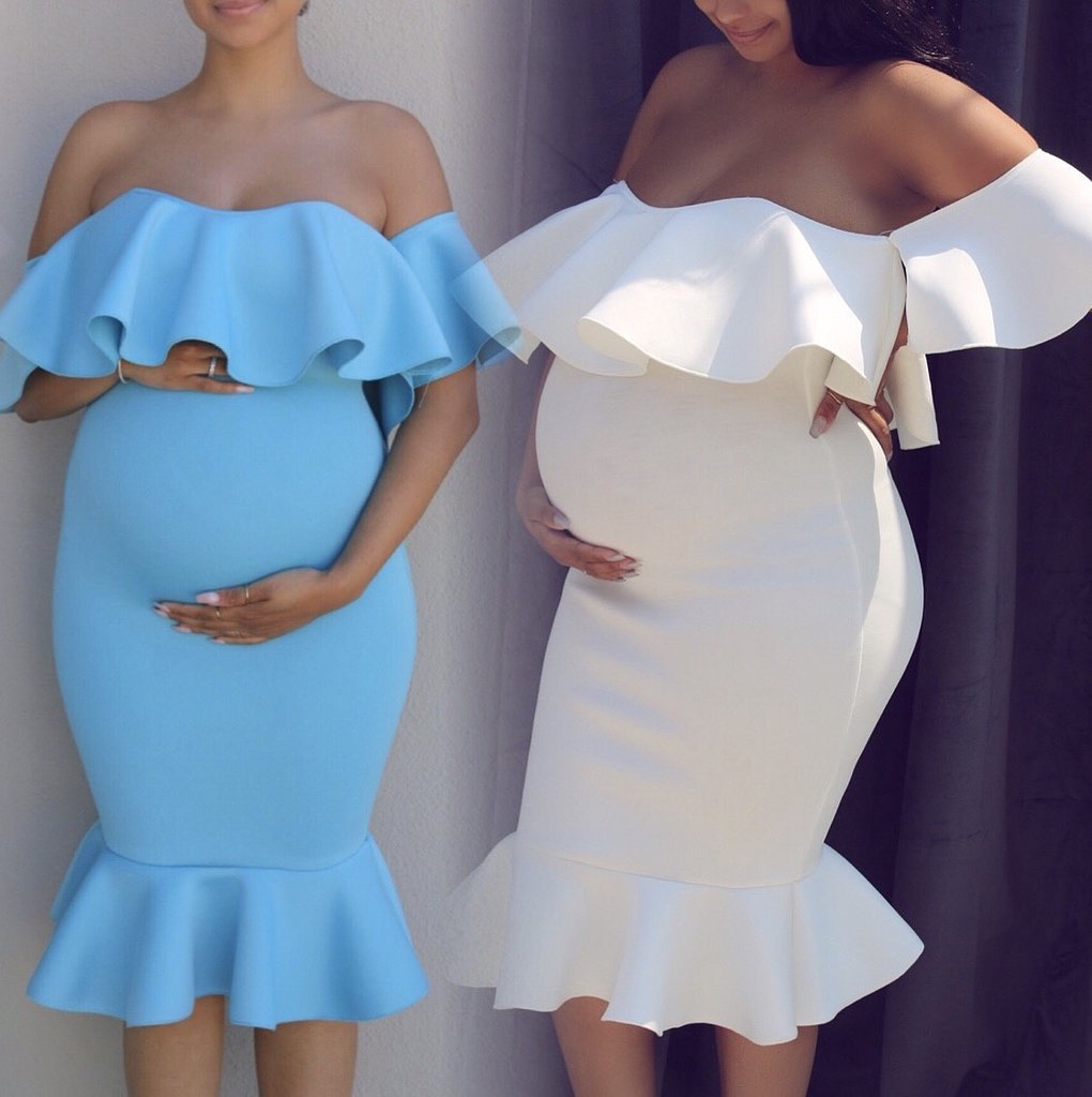 Robe élastique à volants pour femmes enceintes