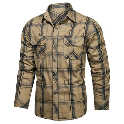 Cotton Plaid Long-sleeved Shirt Artistic