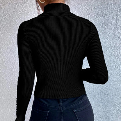 Pull à boutons de printemps, demi-col roulé, coupe ajustée, manches longues, tricot Sexy pour femmes