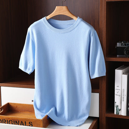 Summer Short Sleeve Men's Round Neck Thin Casual T-shirt Knitwear