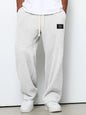Waffle Straight Pants Fashion Brand Loose Loose  Drawstring Pockets Trousers Casual Men's Clothing