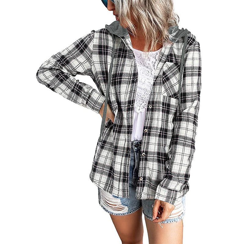 Hooded Breasted Casual Shirt Pullover