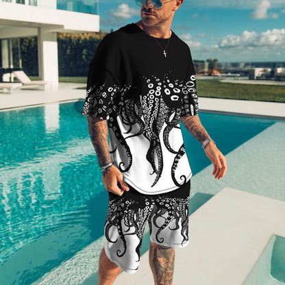 Fish Feet 3D Short Sleeve Digital Printed T-shirt Suit Casual