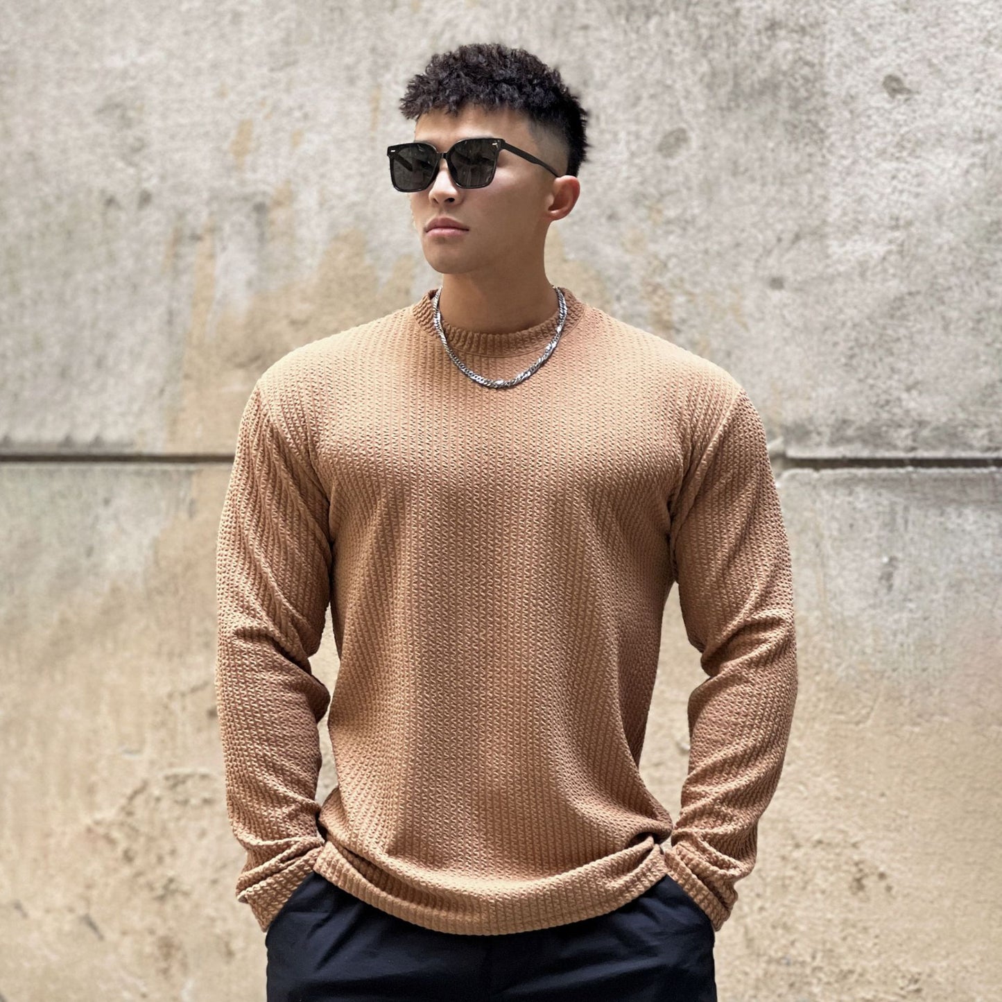 Fashion Men's Round Neck Pullover Long Sleeve Bottoming Shirt