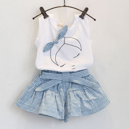 Bow T-shirt + Plaid Skirt