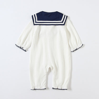 Girls navy collar jumpsuit