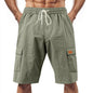 Loose Sports And Leisure Solid Color Linen Drawstring Shorts