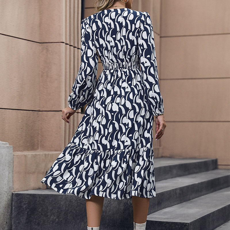 Fashion Women's Wear Long Sleeve Printed Dress