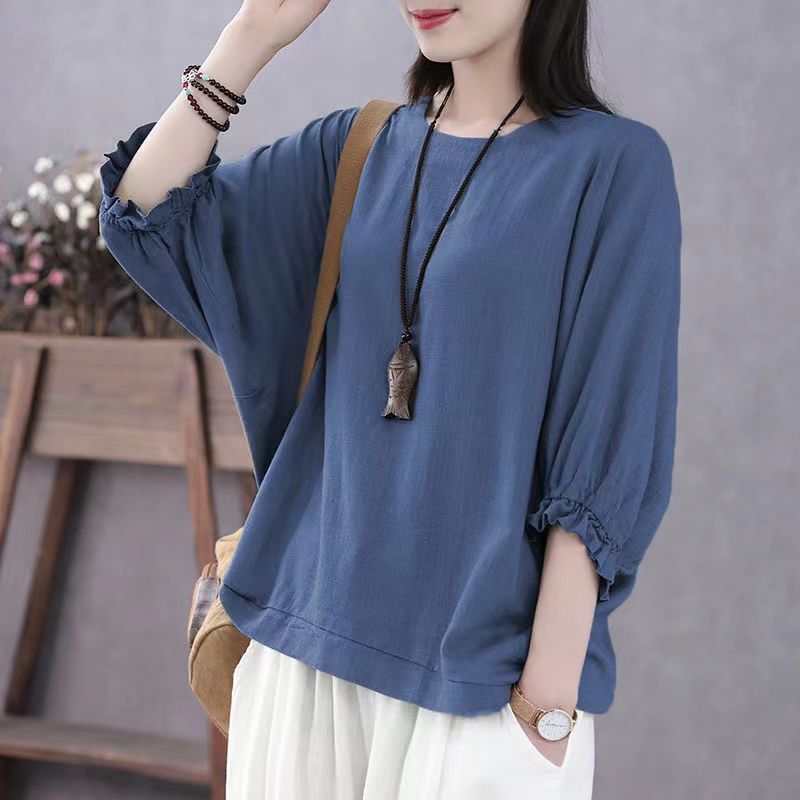 Batwing Sleeve Loose Plus Size T-shirt Summer Tummy Hiding Slimming Short Sleeves