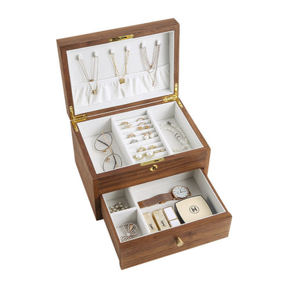 Large Capacity Wooden Jewelry Box With Lock