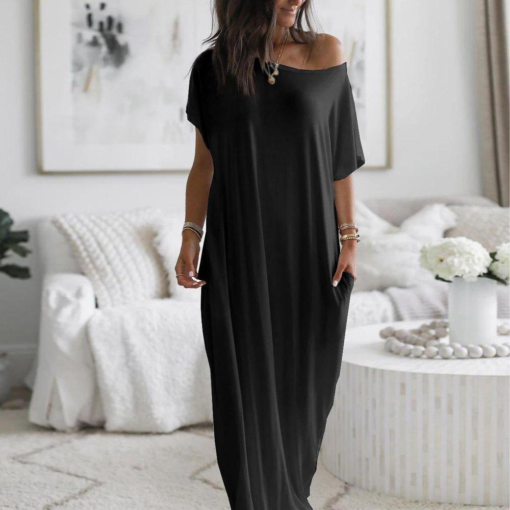 Solid Color Homewear Long Dress