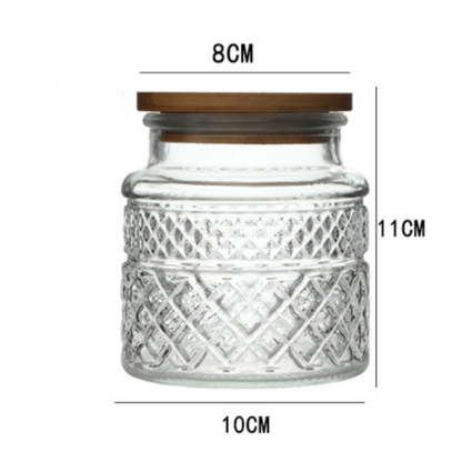 New French Glass Sealed Jar Bamboo Lid Moisture-proof Storage Jar