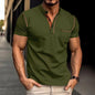 Men's Short Sleeve Polo Shirt Henry T-shirts - Casual Summer Quick Dry Top - Breathable Cotton Blend Knit Tee Sports Street Fashion Top