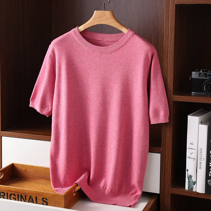 Summer Short Sleeve Men's Round Neck Thin Casual T-shirt Knitwear