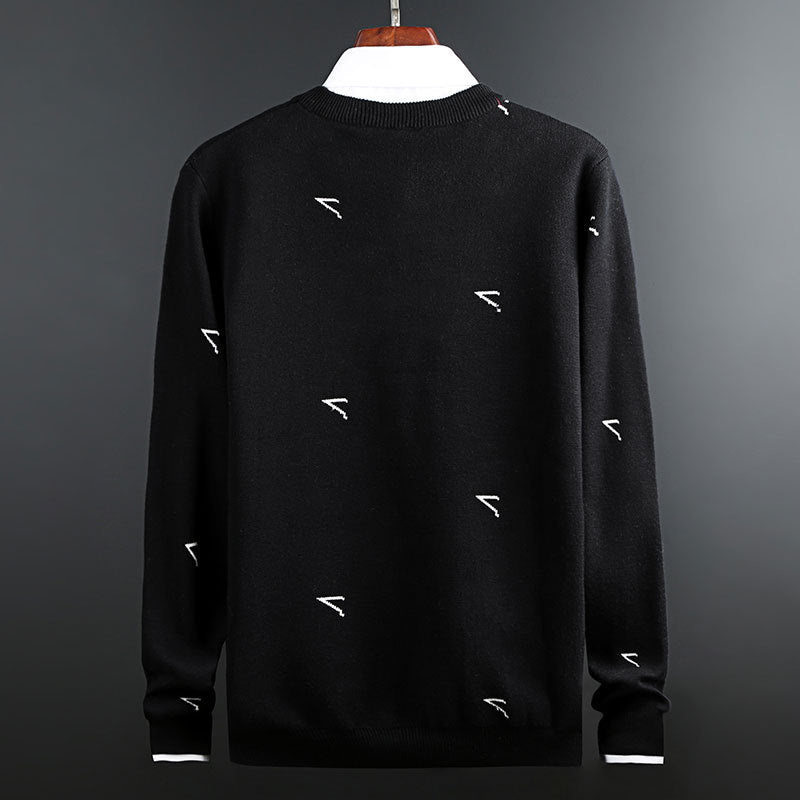 Black Round Neck Pullover Long Sleeve Sweater