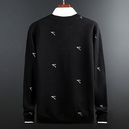 Black Round Neck Pullover Long Sleeve Sweater