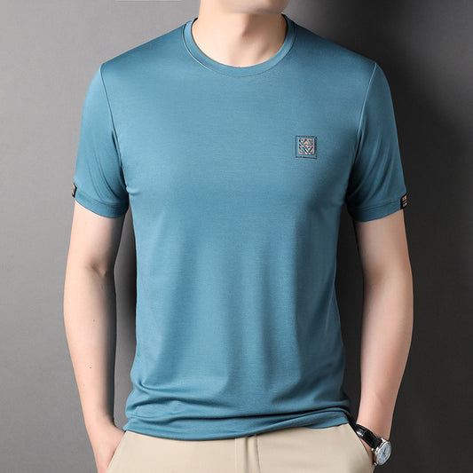 Men's Casual Short-sleeved Bottoming Shirt Round Neck T-shirt Printed Thin Menswear Undershirt