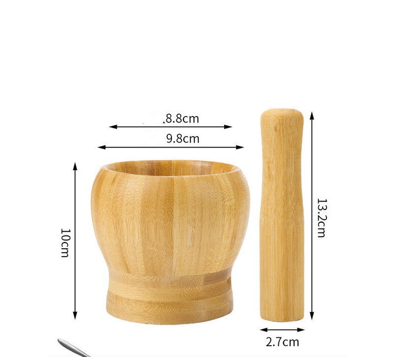 Wooden Manual Garlic Crusher Jar Grinding Mortar