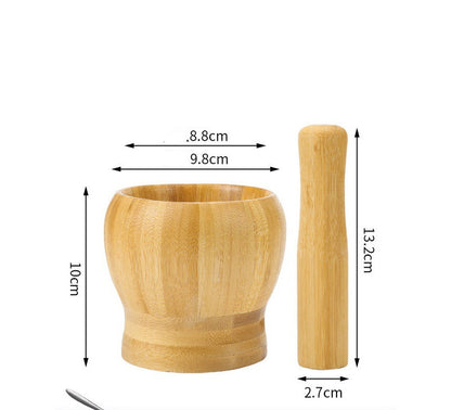 Wooden Manual Garlic Crusher Jar Grinding Mortar