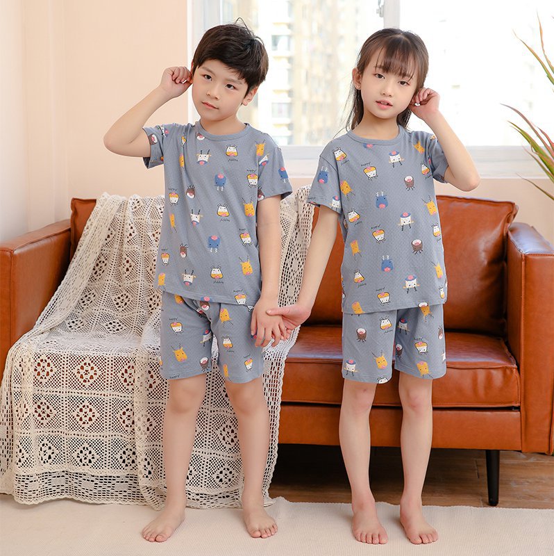 Children's Fashion Casual Cotton Print Short Sleeve Suit