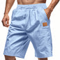 Solid-color Mens Plus-size Thin Linen Breathable Beach Sports Casual