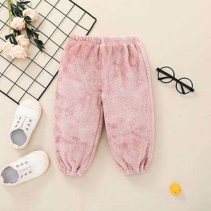 Autumn And Winter Baby Hooded Tops Two-piece Suit