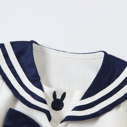 Girls navy collar jumpsuit