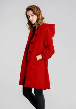 Trench-Coat mi-long ample à manches longues, grande taille